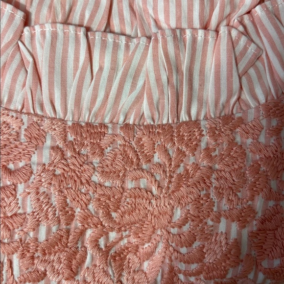 J. Marie The Schafer Ruffle Neck Embroidered Striped Dress - NWOT - Size Small - Picture 8 of 9